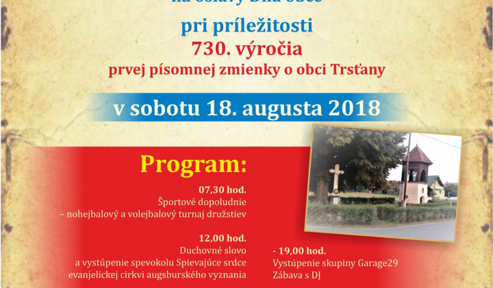 730. VÝROČIE OBCE 18.8.2018